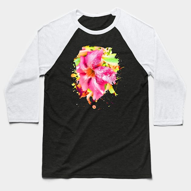 Splash Flower Baseball T-Shirt by sfajar